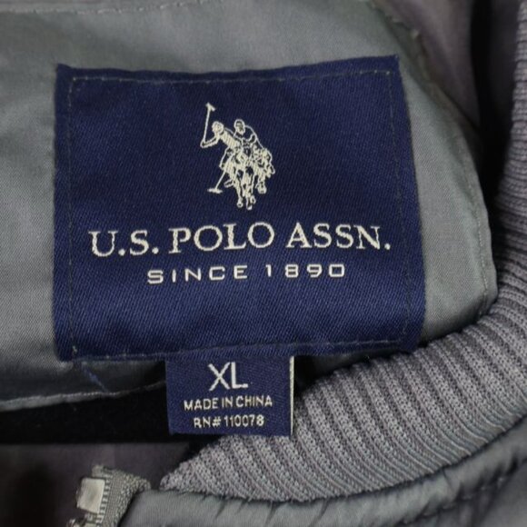 U.S. Polo Assn. Jacket Mens XL Gray Puffer Coat Ribbed Hem Streetwear - Picture 8 of 9